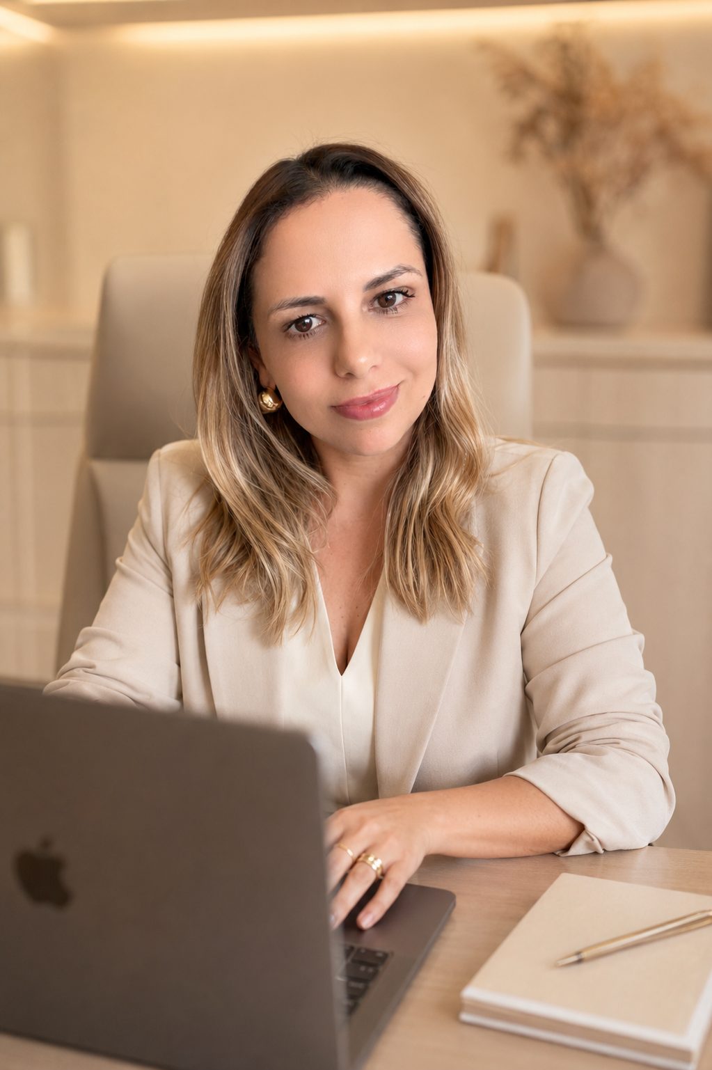 Sabrina Duarte em seu espaço de trabalho